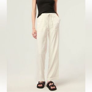 NWT cream white crop summer linen pants